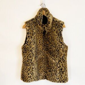 Kristen Blake Leopard Faux Fur Vest Reversible to Black Size M
